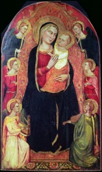 Virgen y Niño entronizados con ángeles